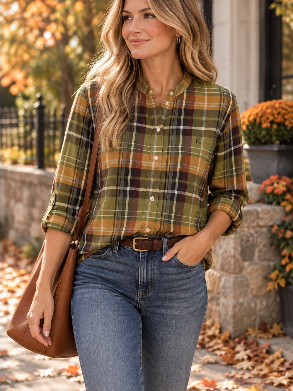 Lauren Ralph Lauren Plaid Shirt 100% Cotton